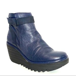 Fly London Leather Wedge Ankle Boots 